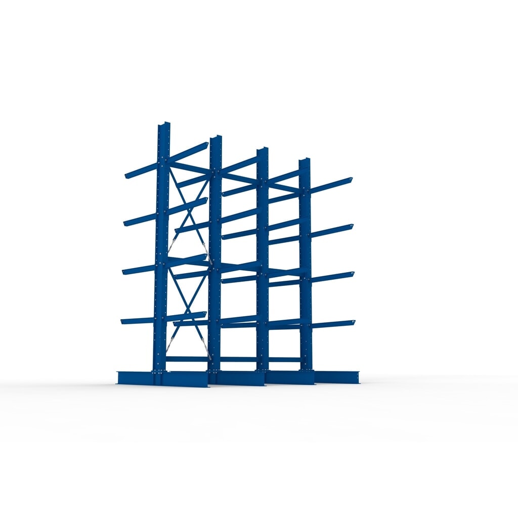 Complete draagarmstelling voor zware lasten META, dubbelzijdig, draagvermogen per arm 505 kg, hxbxd 4.000 x 3.100 x 2.420 mm, 4 staanders Productafbeelding nr. 3: Complete draagarmstelling voor zware lasten META, dubbelzijdig, draagvermogen per arm 505 kg, hxbxd 4.000 x 3.100 x 2.420 mm, 4 staanders