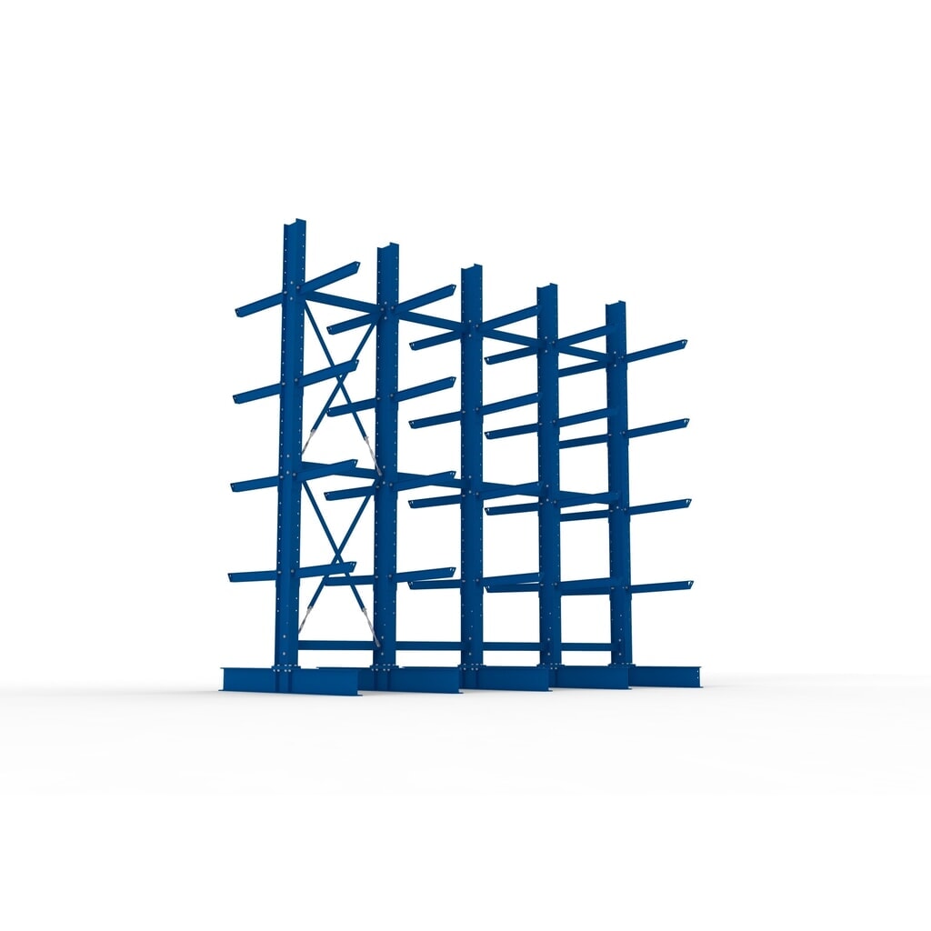 Complete draagarmstelling voor zware lasten META, dubbelzijdig, draagvermogen per arm 630 kg, hxbxd 4.000 x 4.100 x 2.020 mm, 5 staanders Productafbeelding nr. 3: Complete draagarmstelling voor zware lasten META, dubbelzijdig, draagvermogen per arm 630 kg, hxbxd 4.000 x 4.100 x 2.020 mm, 5 staanders
