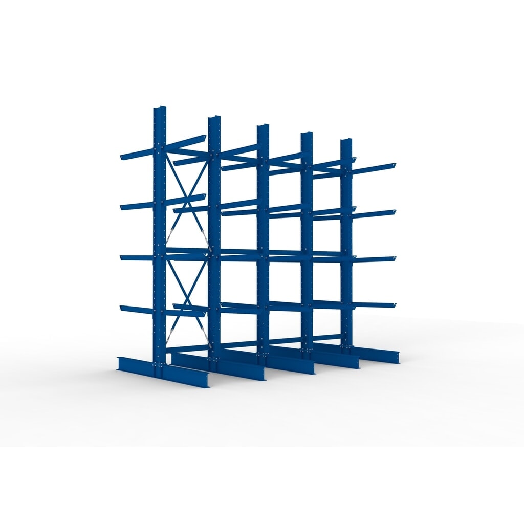 Product afbeelding: Complete draagarmstelling voor zware lasten META, dubbelzijdig, draagvermogen per arm 505 kg, hxbxd 4.000 x 4.100 x 2.420 mm, 5 staanders