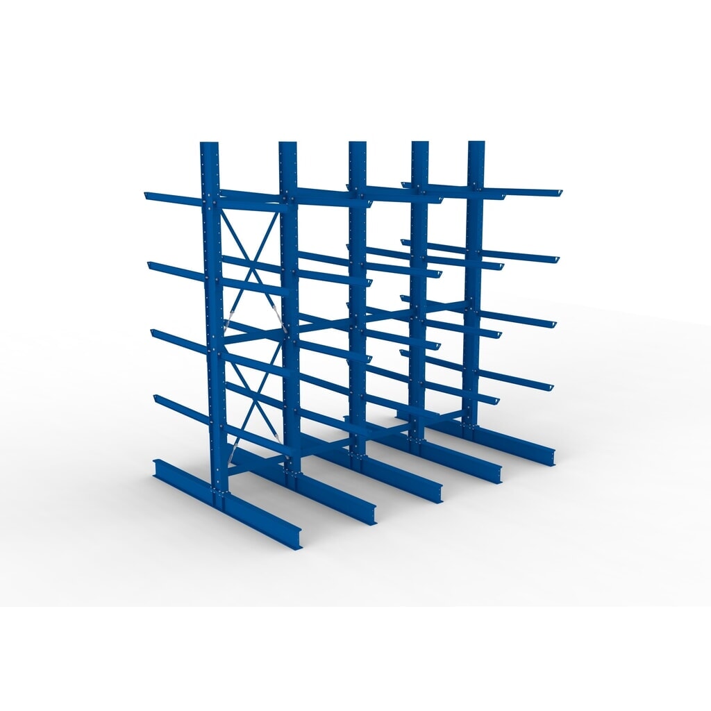 Complete draagarmstelling voor zware lasten META, dubbelzijdig, draagvermogen per arm 400 kg, hxbxd 4.000 x 4.100 x 2.920 mm, 5 staanders Productafbeelding nr. 2: Complete draagarmstelling voor zware lasten META, dubbelzijdig, draagvermogen per arm 400 kg, hxbxd 4.000 x 4.100 x 2.920 mm, 5 staanders