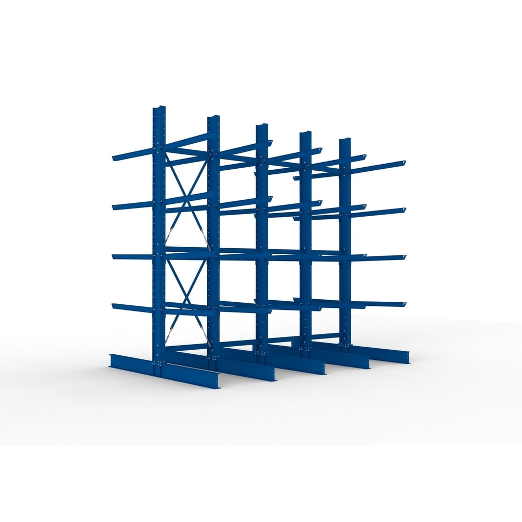 Product afbeelding: Complete draagarmstelling voor zware lasten META, dubbelzijdig, draagvermogen per arm 400 kg, hxbxd 4.000 x 4.100 x 2.920 mm, 5 staanders