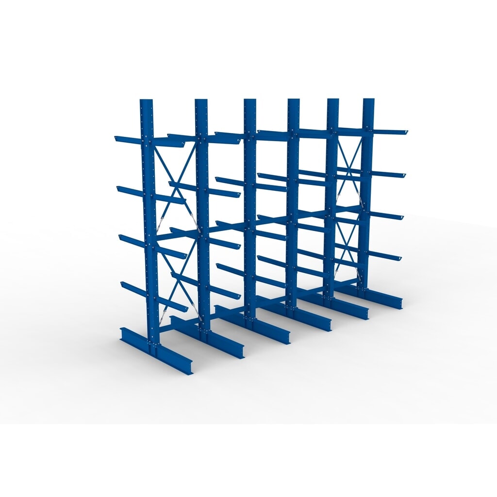 Complete draagarmstelling voor zware lasten META, dubbelzijdig, draagvermogen per arm 630 kg, hxbxd 4.000 x 5.100 x 2.020 mm, 6 staanders Productafbeelding nr. 2: Complete draagarmstelling voor zware lasten META, dubbelzijdig, draagvermogen per arm 630 kg, hxbxd 4.000 x 5.100 x 2.020 mm, 6 staanders