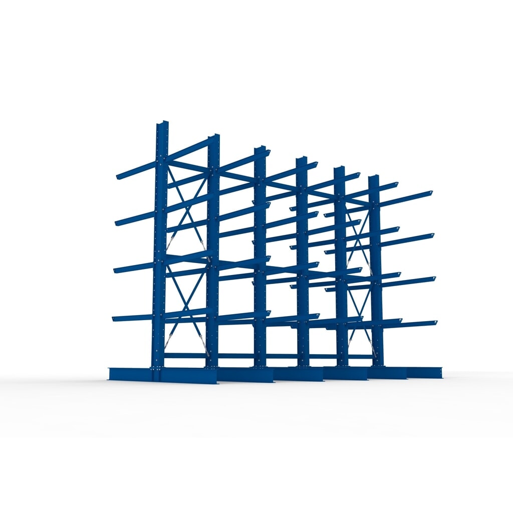 Complete draagarmstelling voor zware lasten META, dubbelzijdig, draagvermogen per arm 400 kg, hxbxd 4.000 x 5.100 x 2.920 mm, 6 staanders Productafbeelding nr. 3: Complete draagarmstelling voor zware lasten META, dubbelzijdig, draagvermogen per arm 400 kg, hxbxd 4.000 x 5.100 x 2.920 mm, 6 staanders
