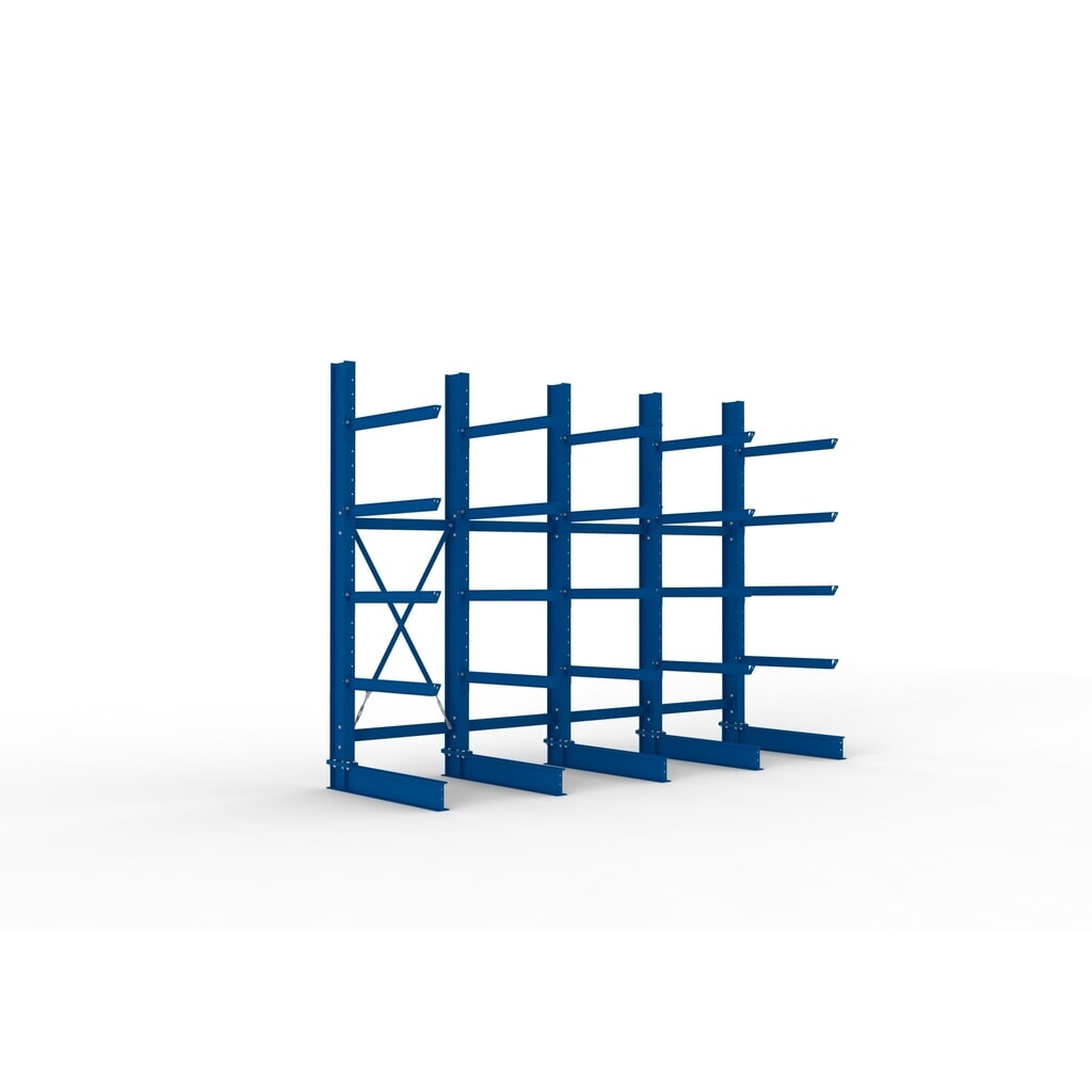 Complete draagarmstelling voor zware lasten META, enkelzijdig, draagvermogen per arm 505 kg, hxbxd 3.000 x 4.090 x 1.355 mm, 5 staanders Product afbeelding: Complete draagarmstelling voor zware lasten META, enkelzijdig, draagvermogen per arm 505 kg, hxbxd 3.000 x 4.090 x 1.355 mm, 5 staanders