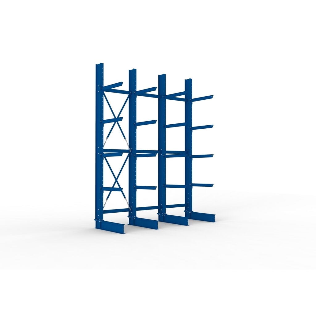 Complete draagarmstelling voor zware lasten META, enkelzijdig, draagvermogen per arm 630 kg, hxbxd 4.000 x 3.100 x 1.155 mm, 4 staanders Product afbeelding: Complete draagarmstelling voor zware lasten META, enkelzijdig, draagvermogen per arm 630 kg, hxbxd 4.000 x 3.100 x 1.155 mm, 4 staanders