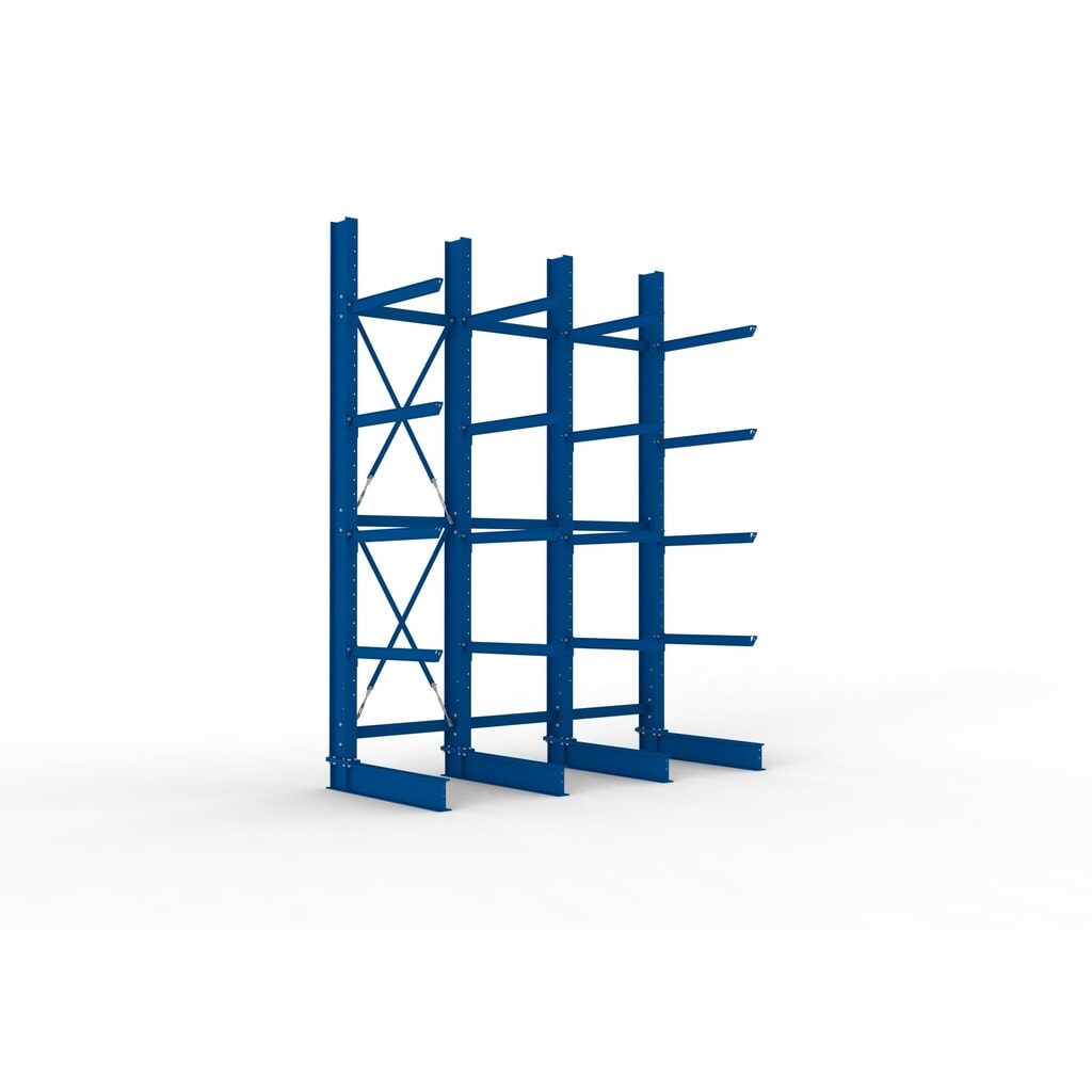 Complete draagarmstelling voor zware lasten META, enkelzijdig, draagvermogen per arm 505 kg, hxbxd 4.000 x 3.100 x 1.355 mm, 4 staanders Product afbeelding: Complete draagarmstelling voor zware lasten META, enkelzijdig, draagvermogen per arm 505 kg, hxbxd 4.000 x 3.100 x 1.355 mm, 4 staanders