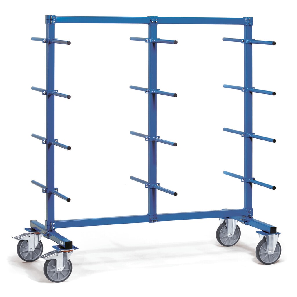Draagarmwagen fetra®, tweezijdig, 24 draagarmen, hxbxd 1.807 x 1.400 x 800 mm Product afbeelding: Draagarmwagen fetra®, tweezijdig, 24 draagarmen, hxbxd 1.807 x 1.400 x 800 mm