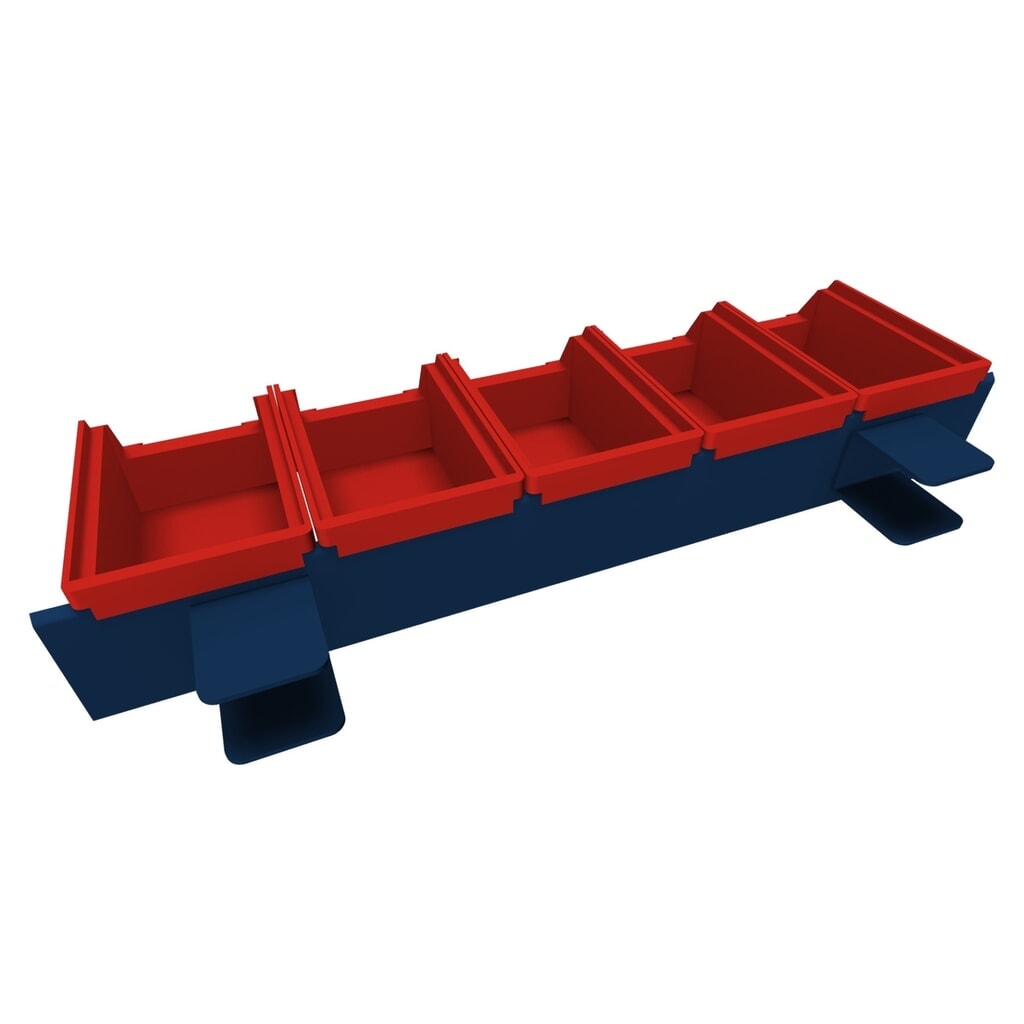 Productafbeelding nr. 3: Draagrail met magazijnbakken, voor paktafelsysteem Rocholz, incl. 5 bakken
