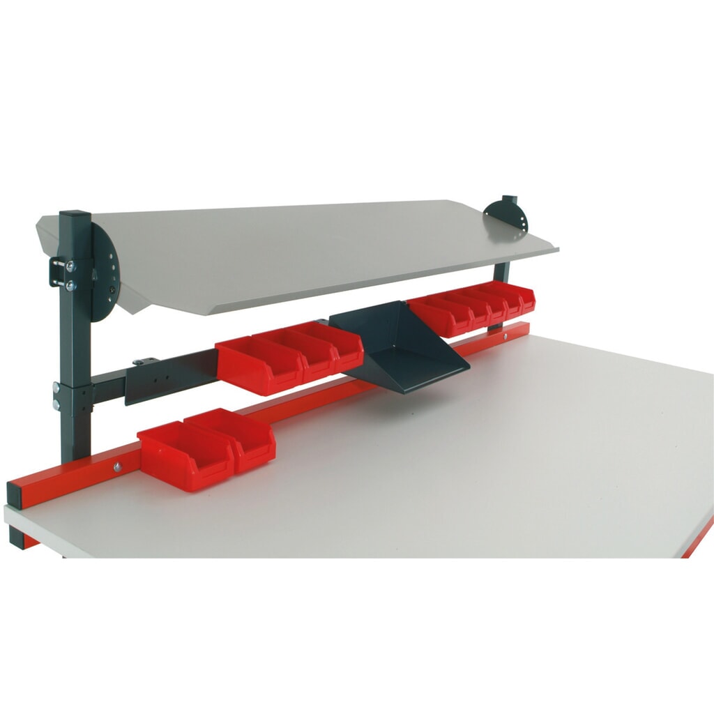 Draagrail met magazijnbakken, voor paktafelsysteem Rocholz, incl. 5 bakken Productafbeelding nr. 4: Draagrail met magazijnbakken, voor paktafelsysteem Rocholz, incl. 5 bakken