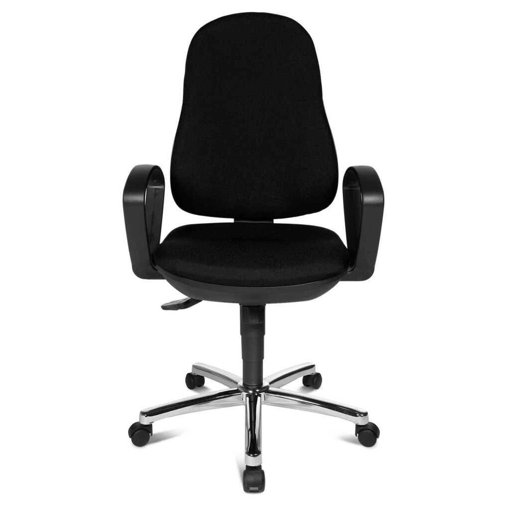 Draaibare bureaustoel Topstar® Syncro-Steel II, rugleuning bekleed, zwart Product afbeelding: Draaibare bureaustoel Topstar® Syncro-Steel II, rugleuning bekleed, zwart