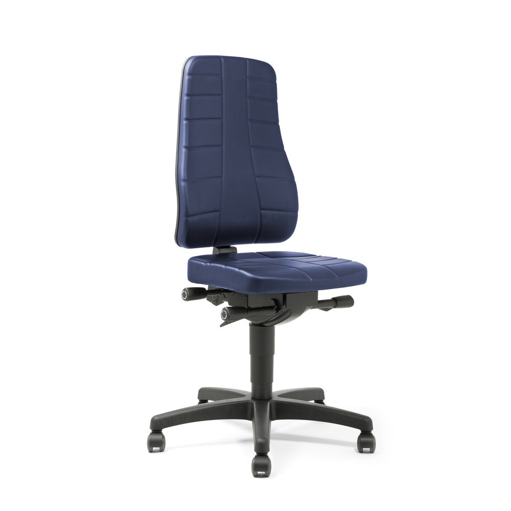 Product afbeelding: Draaibare werkstoel bimos All-In-One Highline, kunstleer, met wielen, blauw