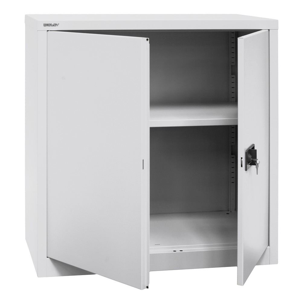 Productafbeelding nr. 2: Draaideurkast BISLEY, hoogte 1.000 mm, bxd 914 x 400 mm, lichtgrijs/blauw, legborden verzinkt