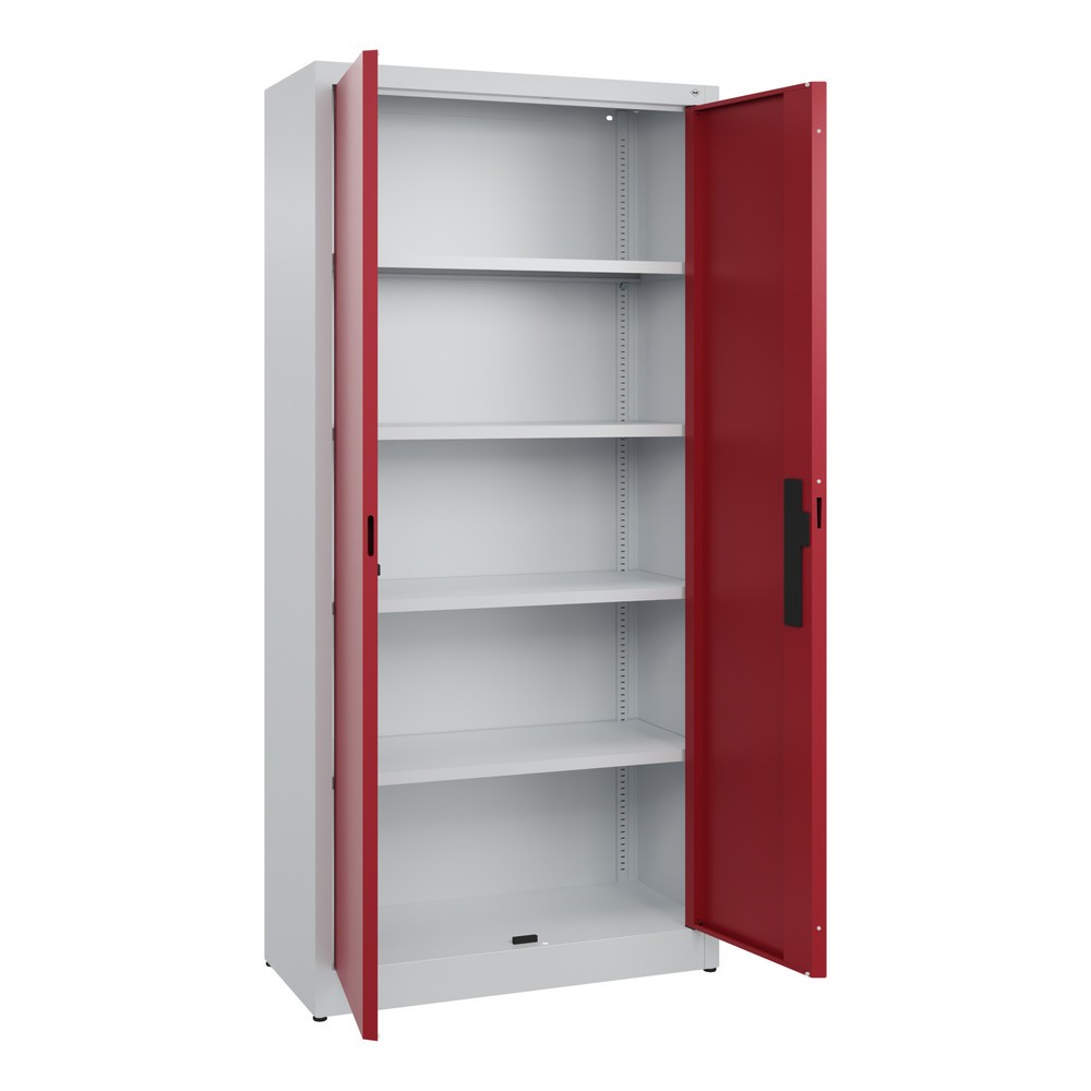 Productafbeelding nr. 4: Draaideurkast C+P, 5 OH, hxbxd 1950 x 930 x 400 mm, lichtgrijs, robijnrood