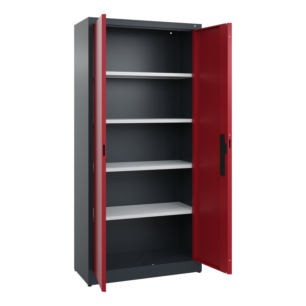 Productafbeelding nr. 4: Draaideurkast C+P, 5 OH, hxbxd 1950 x 930 x 400 mm, antracietgrijs, robijnrood