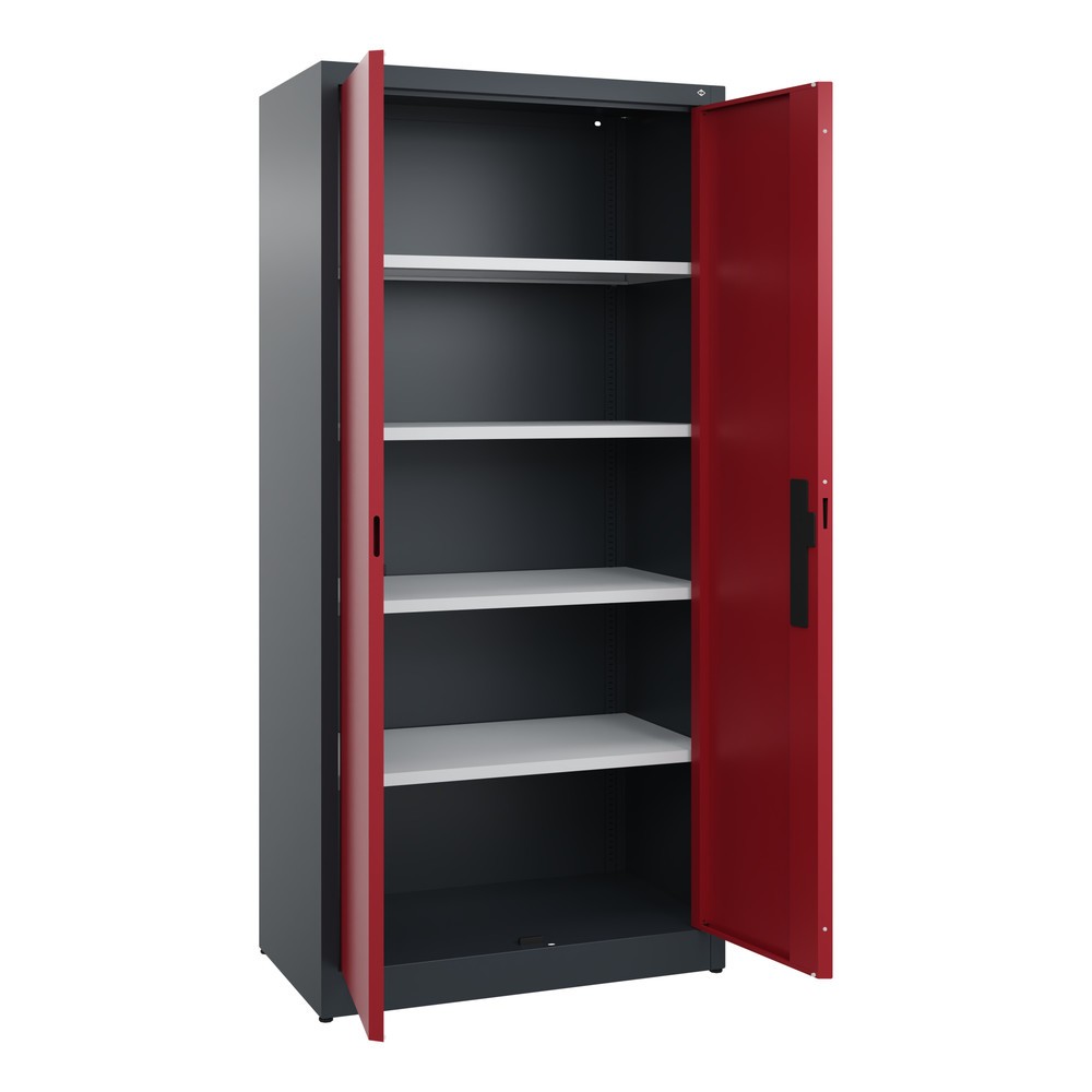 Productafbeelding nr. 4: Draaideurkast C+P, 5 OH, hxbxd 1950 x 930 x 500 mm, antracietgrijs, robijnrood