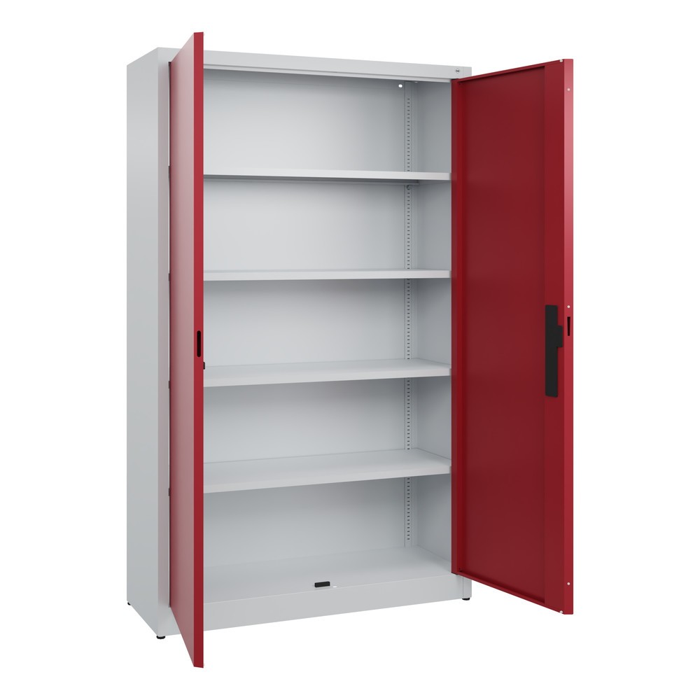 Productafbeelding nr. 4: Draaideurkast C+P, 5 OH, hxbxd 1950 x 1.200 x 400 mm, lichtgrijs, robijnrood