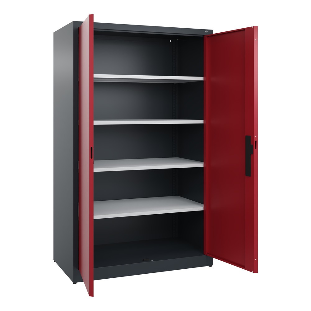 Productafbeelding nr. 4: Draaideurkast C+P, 5 OH, hxbxd 1950 x 1.200 x 600 mm, antracietgrijs, robijnrood