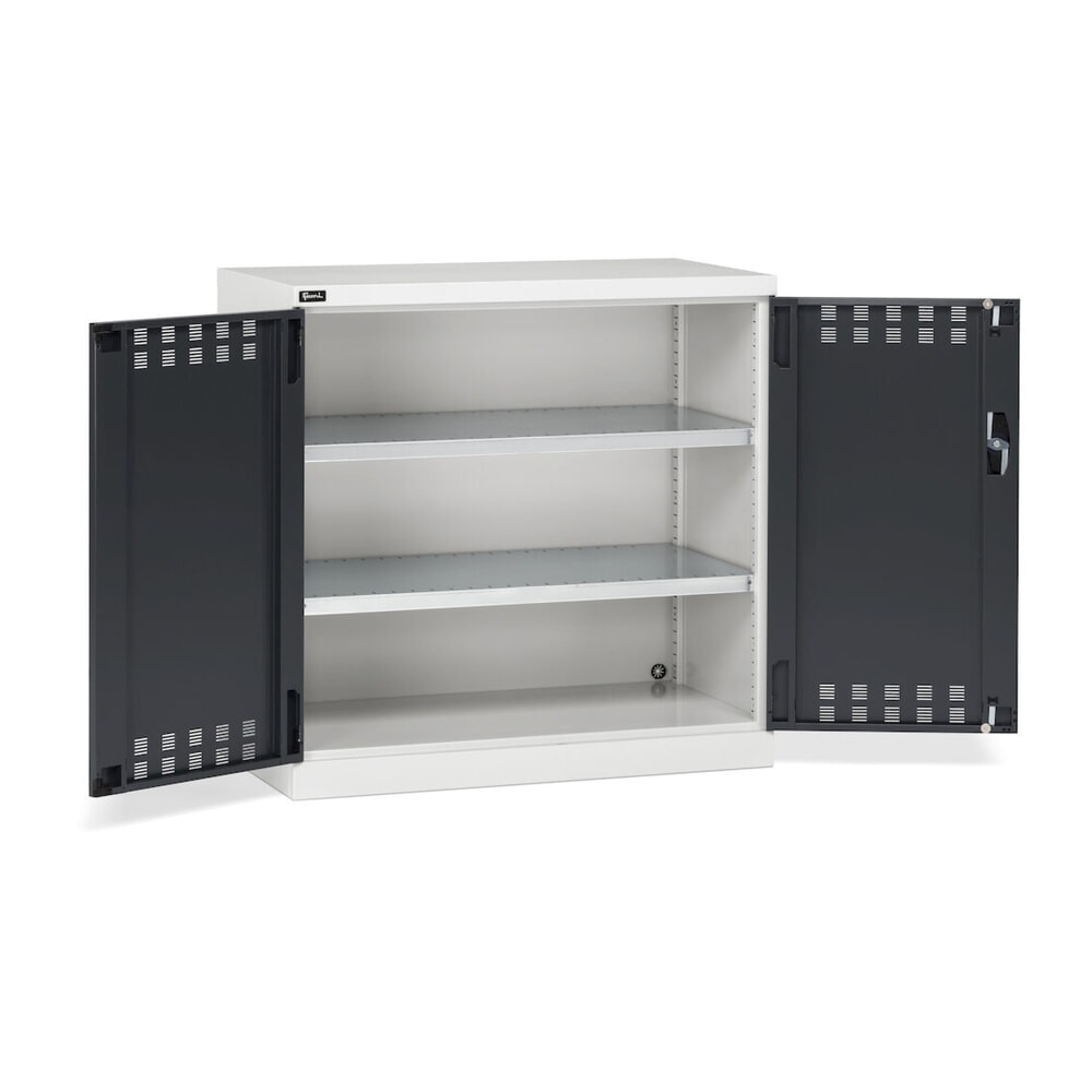 Productafbeelding nr. 3: Draaideurkast Fami PERFOM, 2 legborden, geperforeerde draaideuren, hxbxd 1.000 x 1.023 x 555 mm, lichtgrijs, antraciet