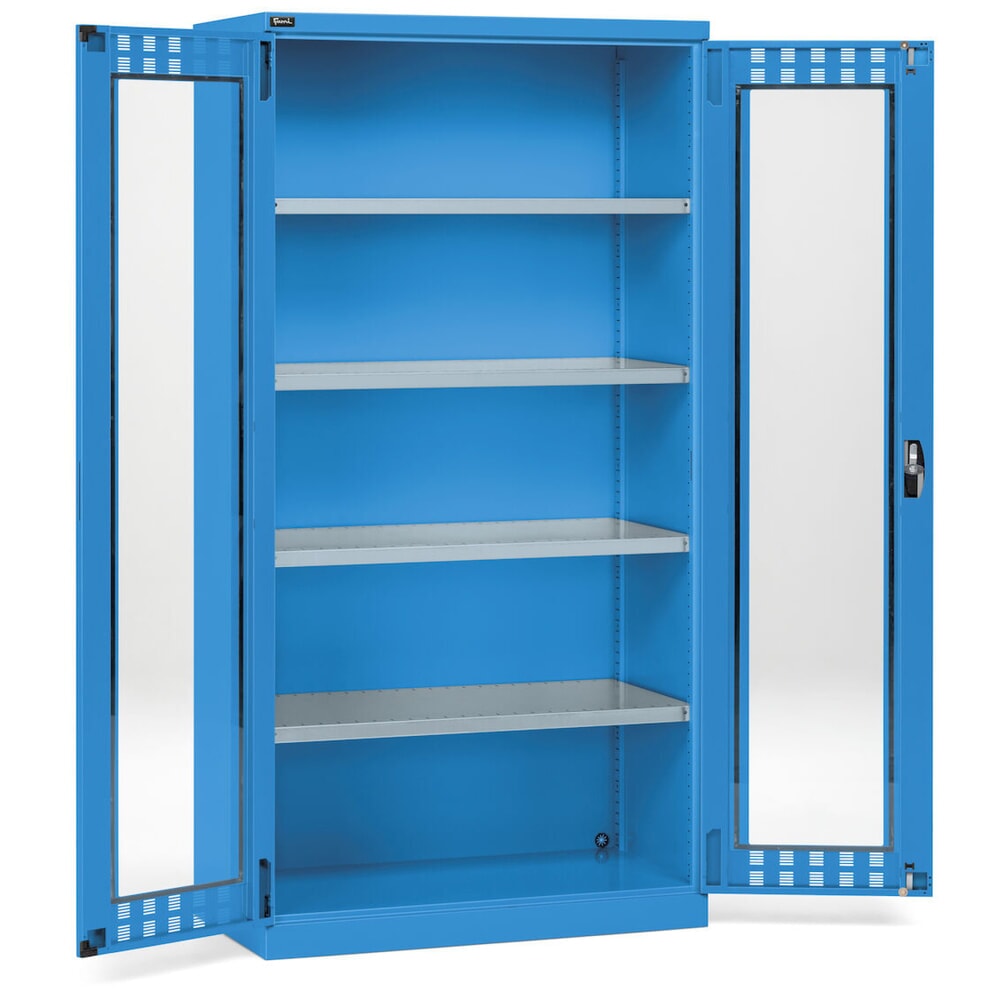 Productafbeelding nr. 2: Draaideurkast Fami PERFOM met 4 legborden en kijkvensters, hxbxd 2.000 x 1.023 x 726 mm, lichtblauw
