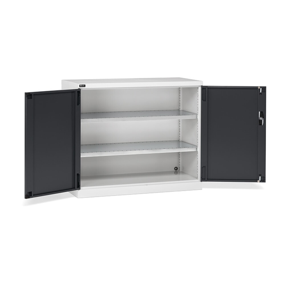Product afbeelding: Draaideurkast Fami PERFOM, 2 legborden, hxbxd 1.000 x 1.193 x 555 mm, lichtgrijs, antraciet