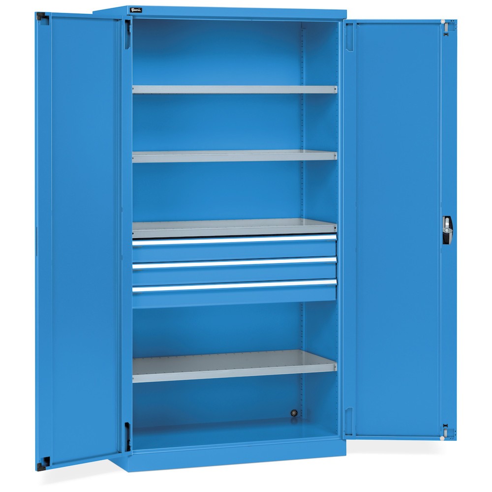 Productafbeelding nr. 1: Draaideurkast Fami PERFOM, 3 lades, 4 legborden, hxbxd 2.000 x 1.023 x 726 mm, lichtblauw