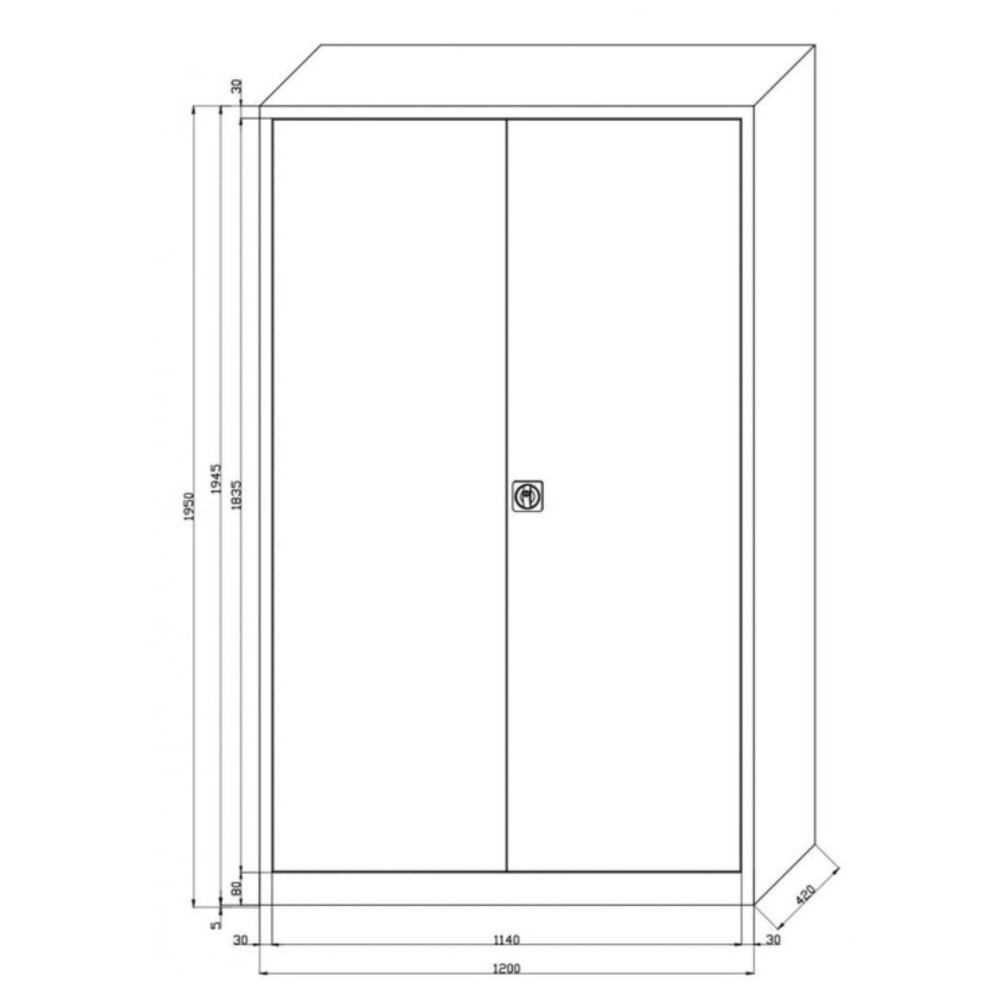 Productafbeelding nr. 2: Draaideurkast HEMMDAL HF-ST, 5 OH, hxbxd 1950 x 1200 x 420 mm, gepoedercoate legborden, lichtgrijs / gentiaanblauw