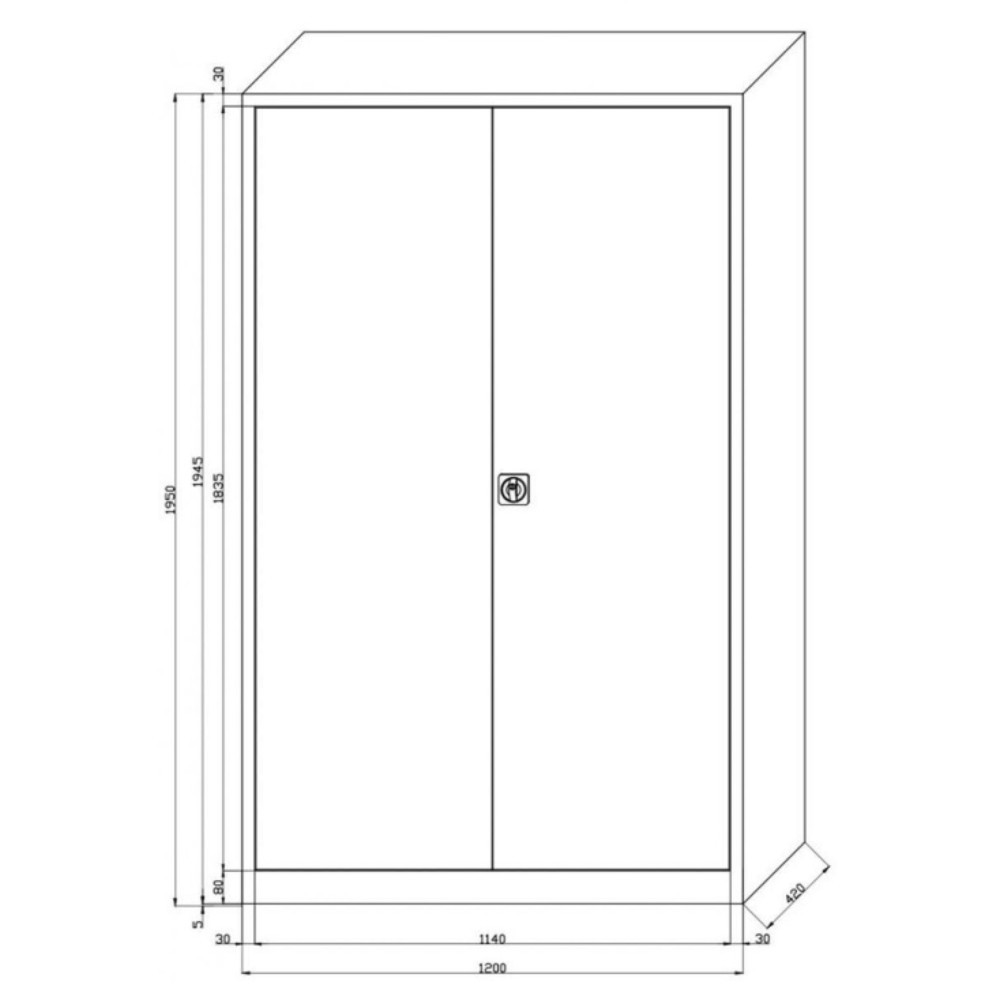 Productafbeelding nr. 2: Draaideurkast HEMMDAL HF-ST, 5 OH, hxbxd 1950 x 1200 x 420 mm, gepoedercoate legborden, lichtgrijs