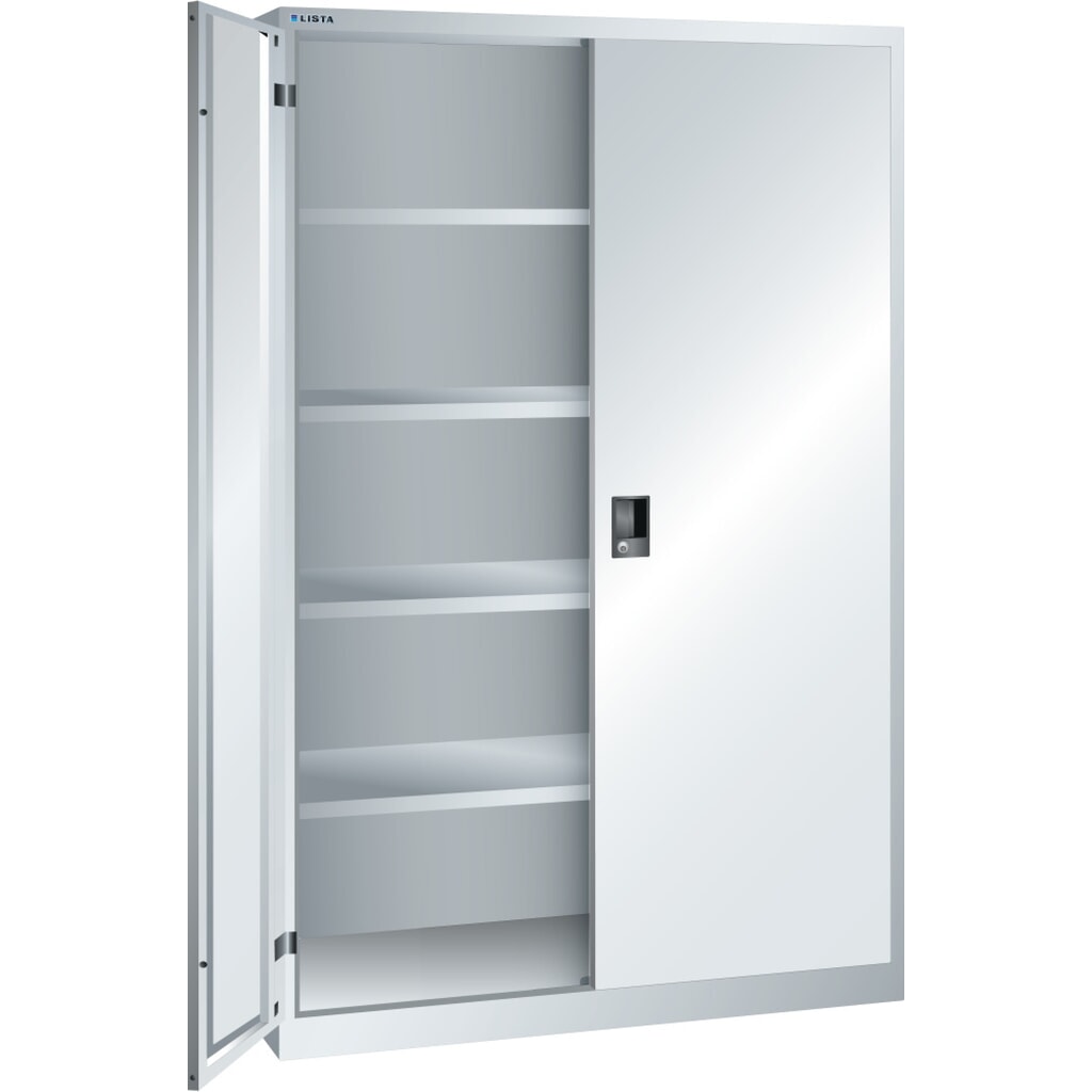 Product afbeelding: Draaideurkast LISTA, (bxdxh) 1250x580x1950 mm, 4 verstelbare legborden, lichtgrijs, KEY Lock