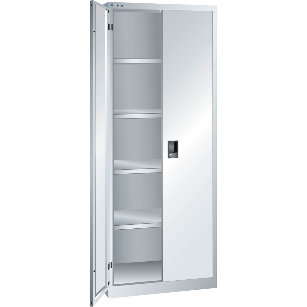 Product afbeelding: Draaideurkast LISTA, (bxdxh) 750x500x1950 mm, 4 verstelbare legborden, lichtgrijs, KEY Lock