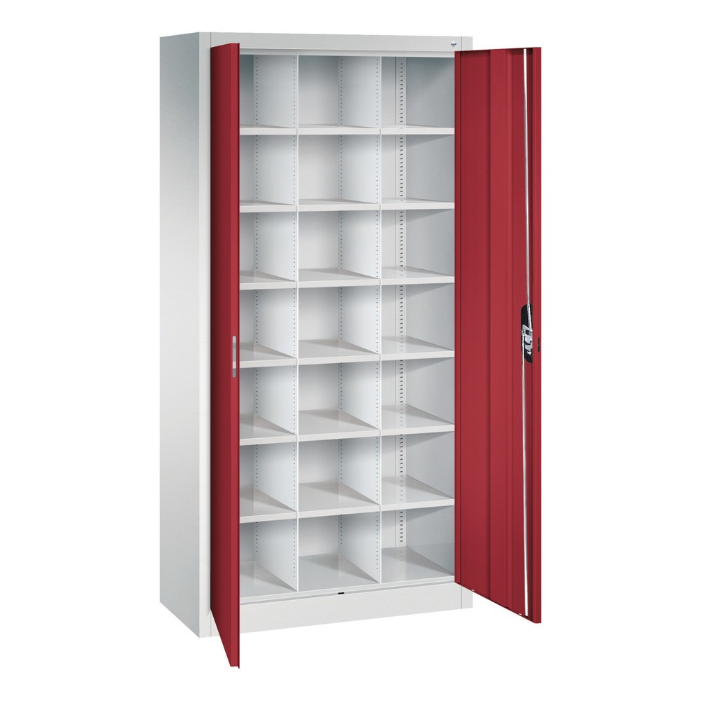Productafbeelding nr. 3: Draaideurkast met 21 vakken, hxbxd 1.950 x 930 x 400 mm, lichtgrijs, robijnrood