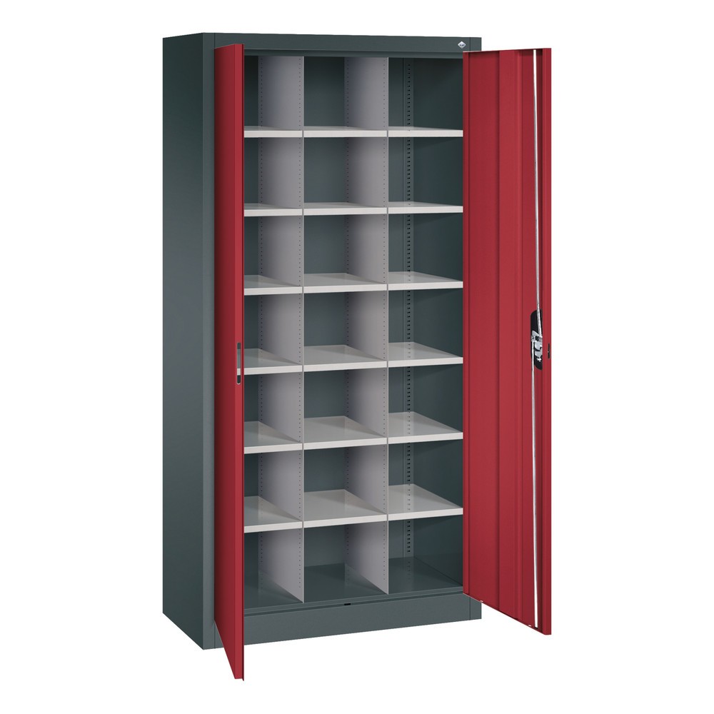 Productafbeelding nr. 3: Draaideurkast met 21 vakken, hxbxd 1.950 x 930 x 400 mm, antracietgrijs, robijnrood