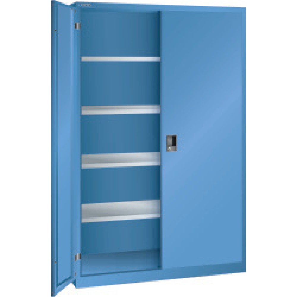 Product afbeelding: Draaideurkast met 4 verzinkte legborden, hxbxd 1950 x 1250 x 400 mm, capriblauw, capriblauw
