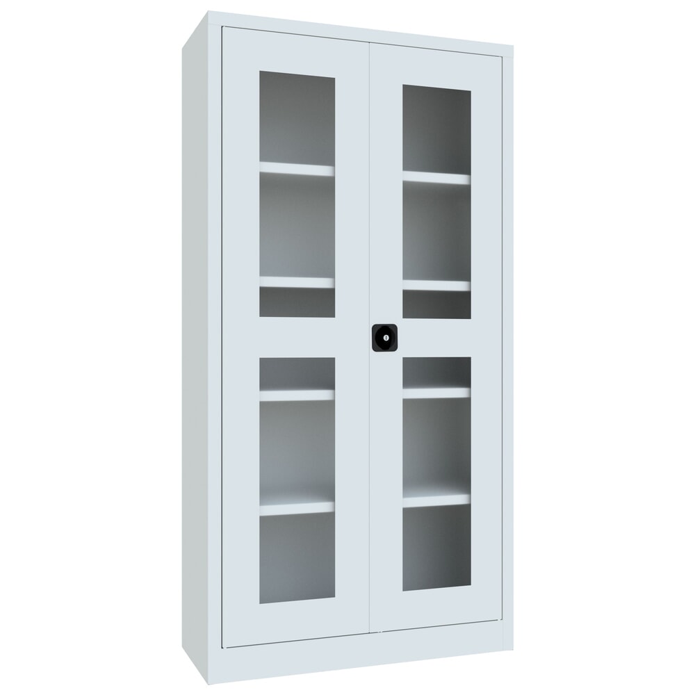 Product afbeelding: Draaideurkast PAVOY met kijkvensters, hxbxd 1.950 x 1.000 x 400 mm, lichtgrijs, lichtgrijs