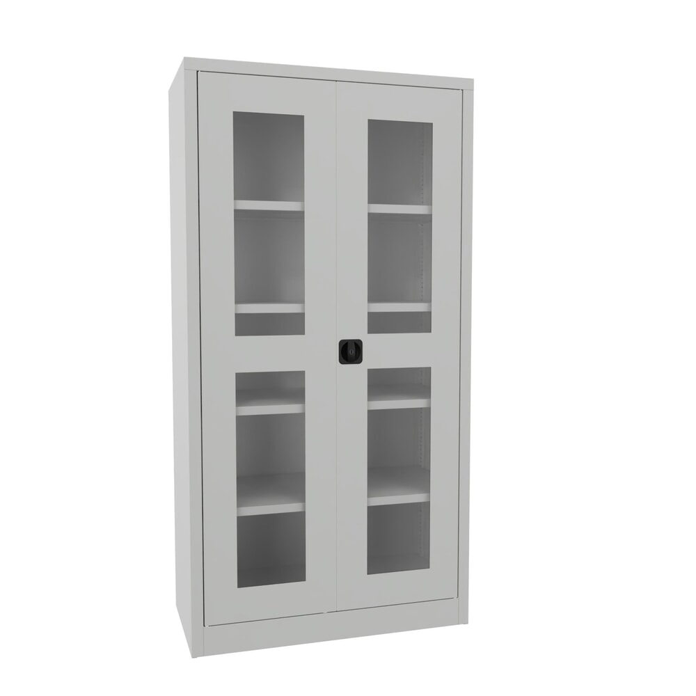 Product afbeelding: Draaideurkast PAVOY met kijkvensters, hxbxd 1.950 x 1.000 x 500 mm, lichtgrijs, lichtgrijs