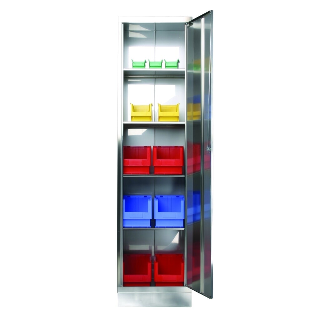 Product afbeelding: Draaideurkast van roestvrij staal, met 1 vleugel, hxbxd 1.950 x 500 x 400 mm, met sokkel