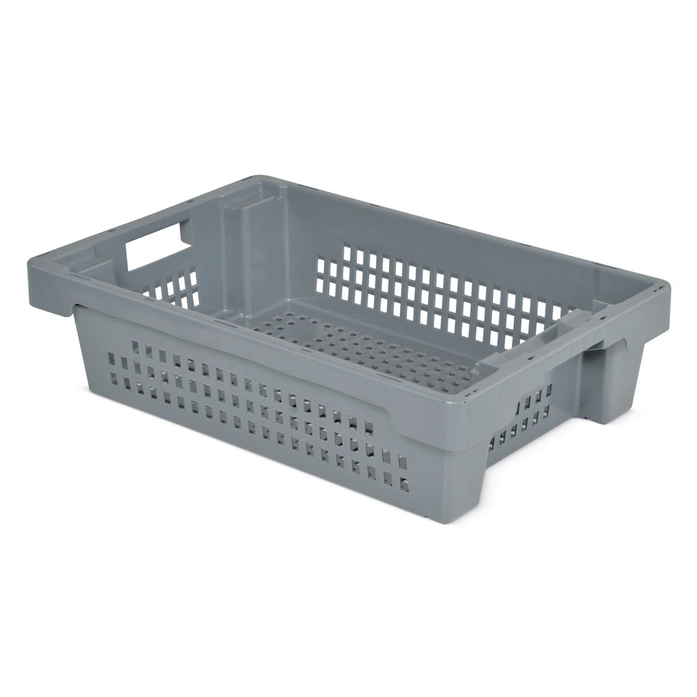Product afbeelding: Draaistapelbak, wanden + bodem doorbroken, 25 liter, grijs