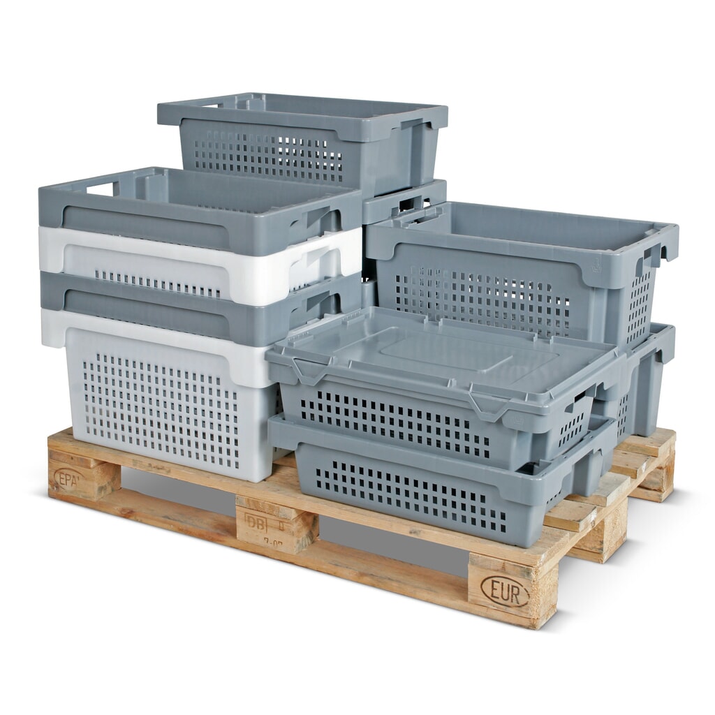 Product afbeelding: Euroboxen, geperforeerde wanden en bodem , 32 liter, wit