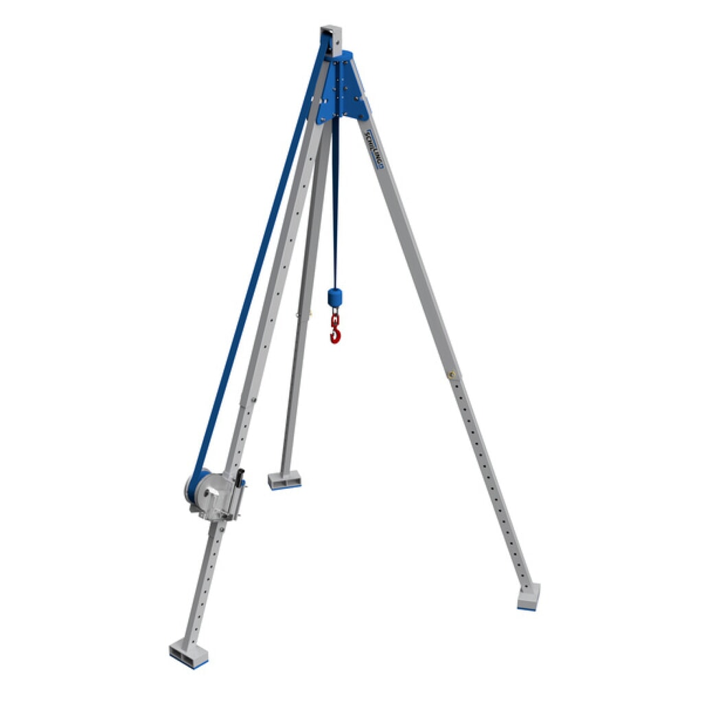 Driepoot met handlier, aluminium Product afbeelding: Driepoot met handlier, aluminium