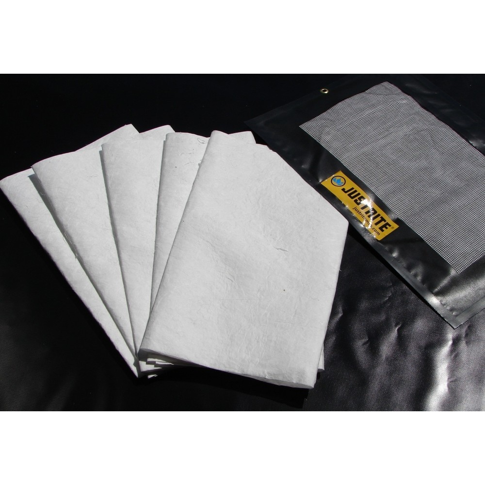 Product afbeelding: Druppel- / absorptiekussen Justrite, navulbaar, lxb 910 x 610 mm, inhoud 7 l