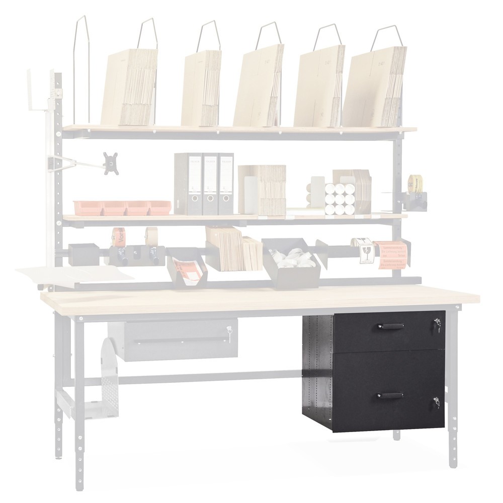 Product afbeelding: Dubbele lade voor paktafel, verdeling 1/3, 2/3, lichtgrijs