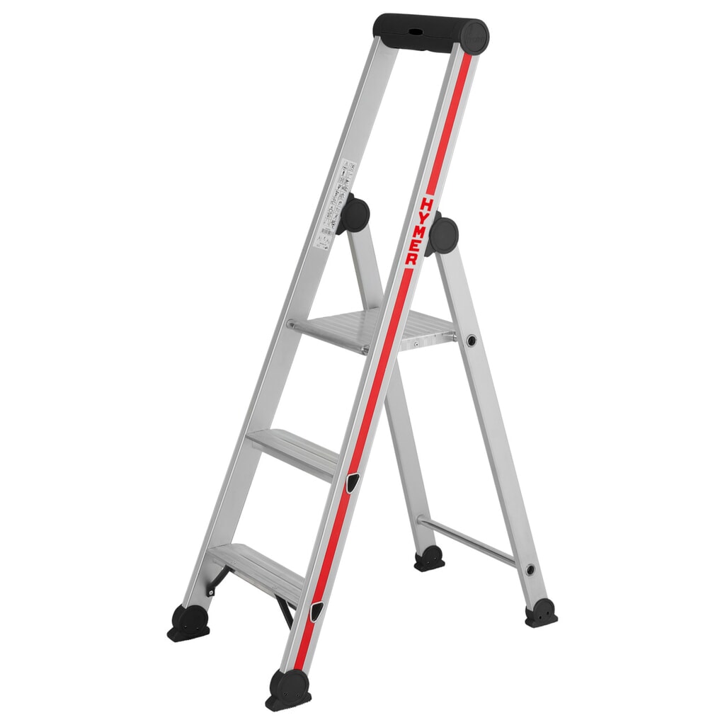 Dubbele trap HYMER, met platform, stahoogte 0,65 m Product afbeelding: Dubbele trap HYMER, met platform, stahoogte 0,65 m