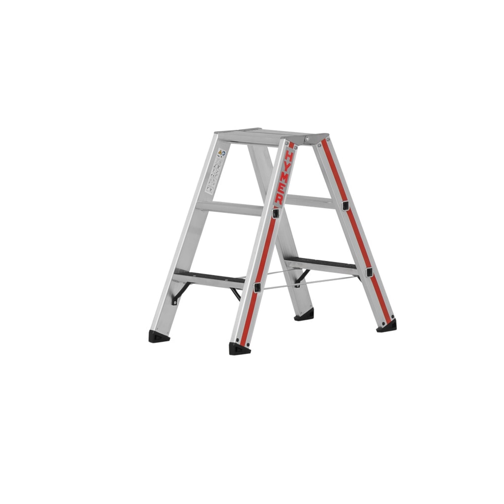Dubbele trap HYMER, R13 coating, aan 2 zijden oploopbaar, stahoogte 0,22 m Product afbeelding: Dubbele trap HYMER, R13 coating, aan 2 zijden oploopbaar, stahoogte 0,22 m