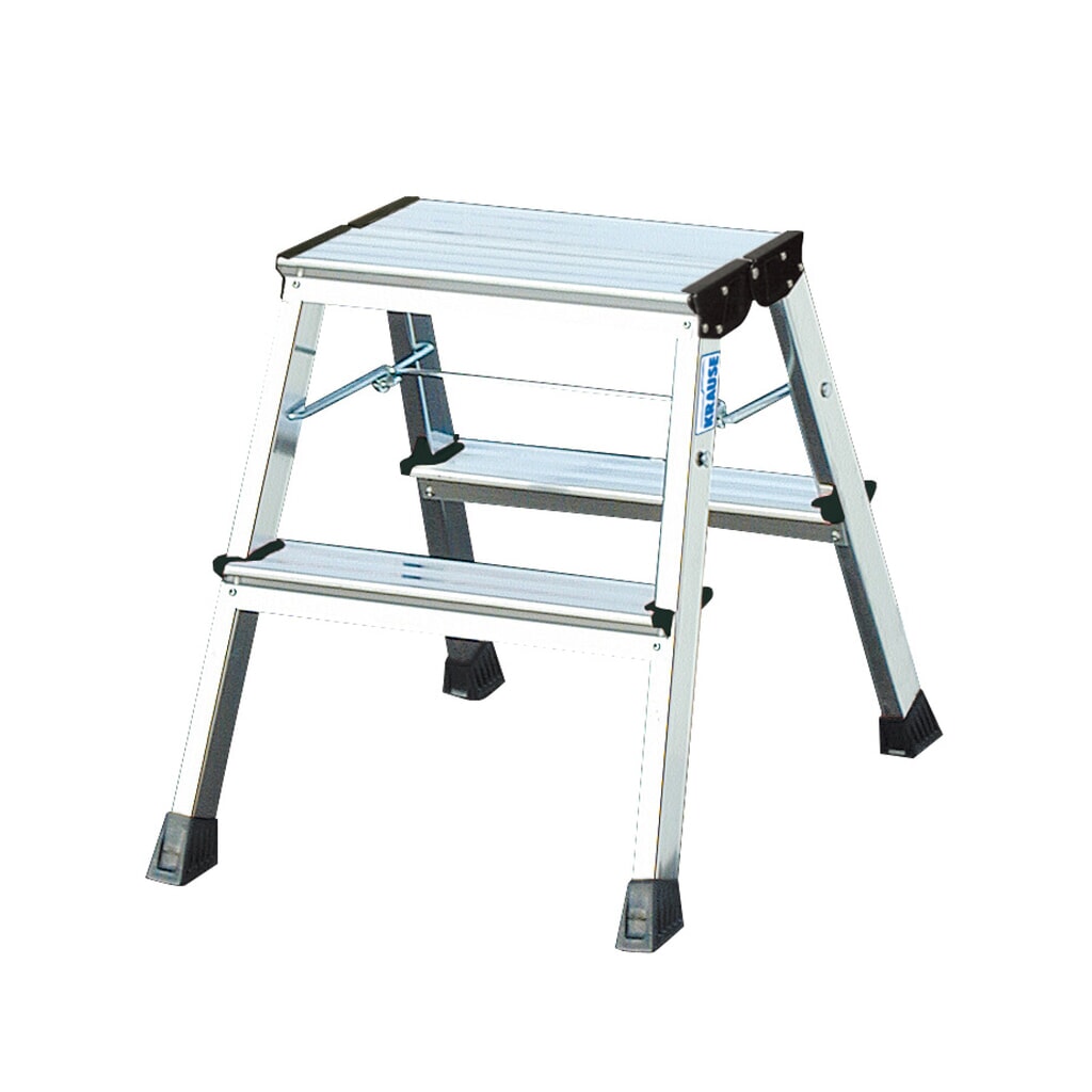 Product afbeelding: Dubbele vouwtrap KRAUSE® uit aluminium, stahoogte 0,45 m, aluminiumkleur