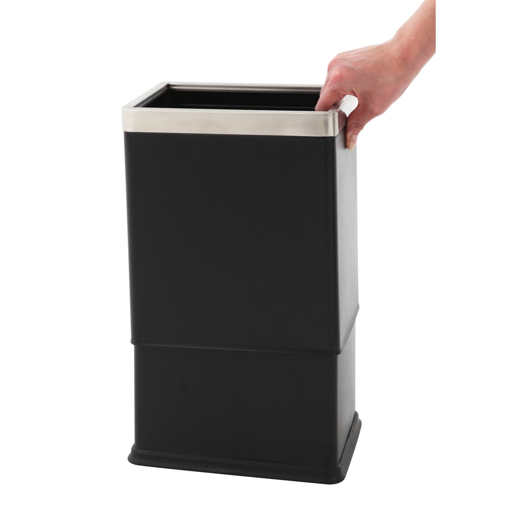 Dubbelwandige prullenmand, rechthoekig, 10 liter, zwart Productafbeelding nr. 2: Dubbelwandige prullenmand, rechthoekig, 10 liter, zwart