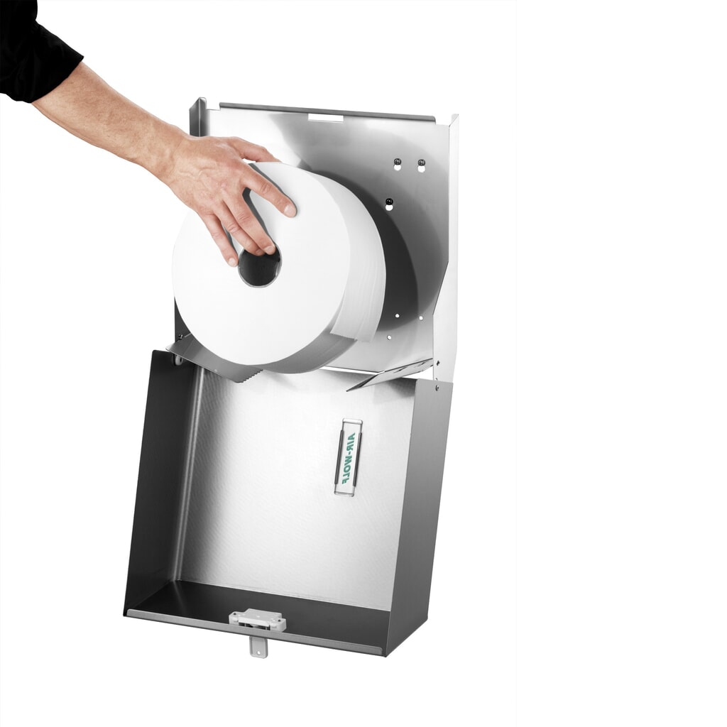 Duplex roldispenser Air-Wolf geborsteld roestvrij staal Productafbeelding nr. 2: Duplex roldispenser Air-Wolf geborsteld roestvrij staal