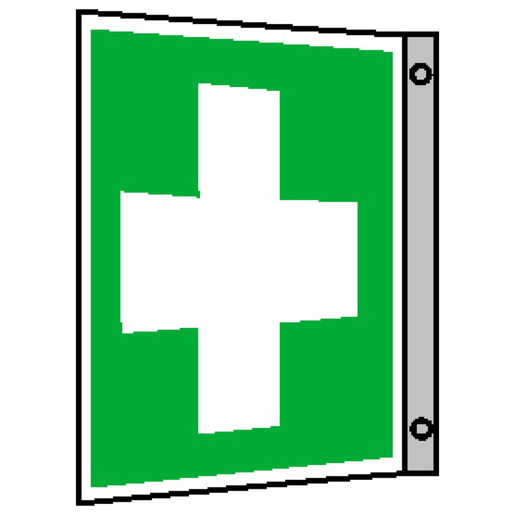 Product afbeelding: SafetyMarking® EHBO, vlag, hxb 200 x 200 mm, Alu HI