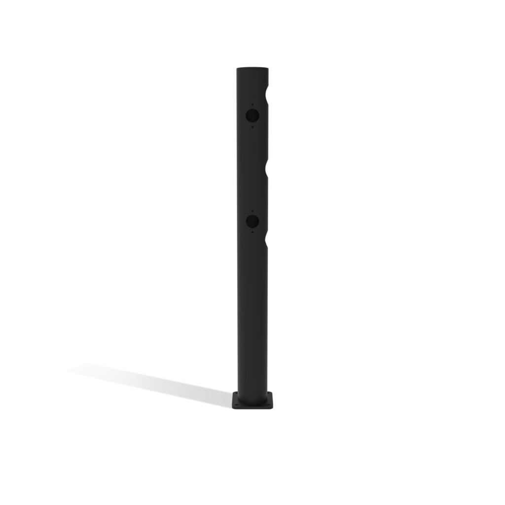 Klapdeur-eindpaal dancop voor veiligheidshek ‘Delta‘, Ø 110 mm, hoogte 1.200 mm, 90°, links Product afbeelding: Klapdeur-eindpaal dancop voor veiligheidshek ‘Delta‘, Ø 110 mm, hoogte 1.200 mm, 90°, links