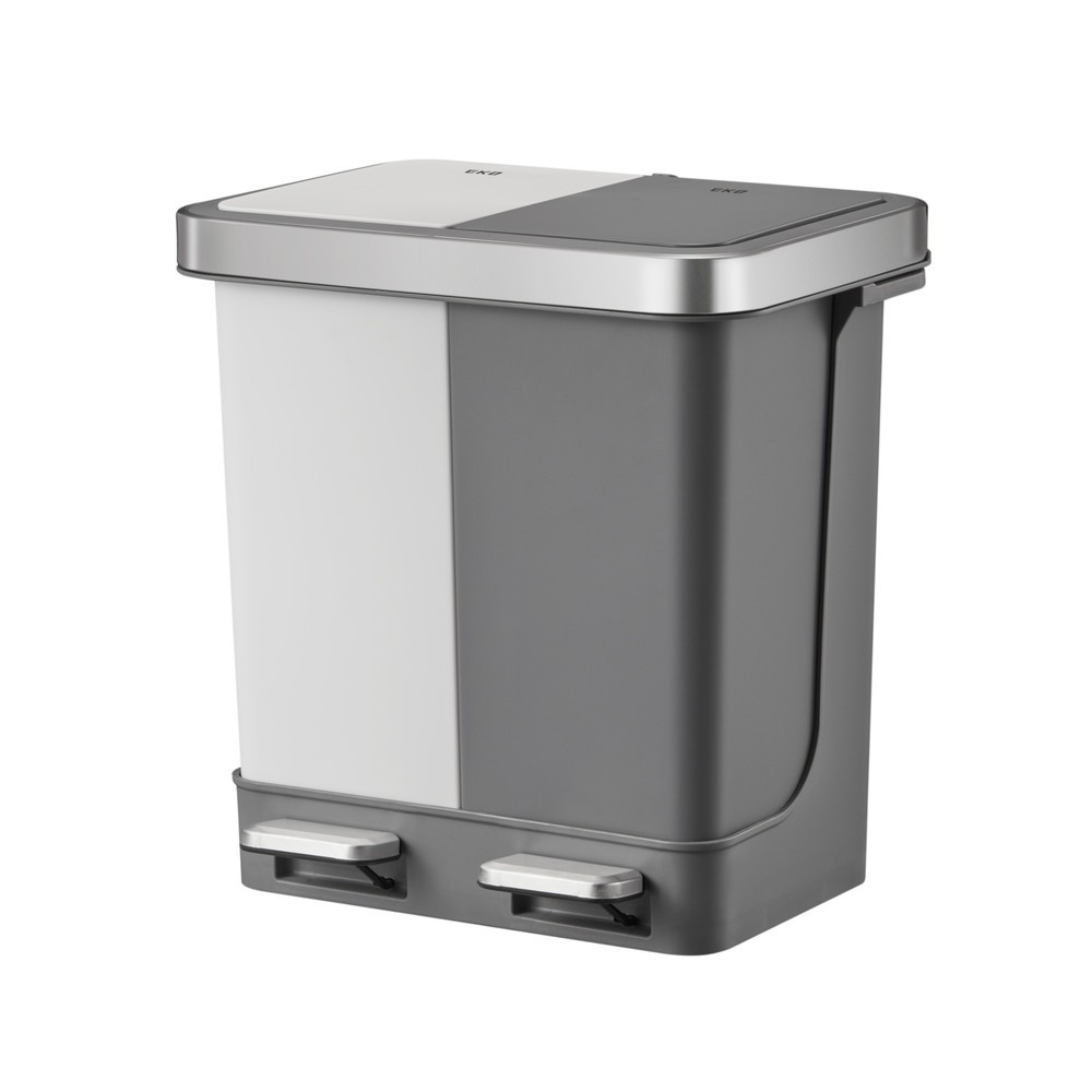 Product afbeelding: Pedaalemmer EKO Hana Duo, 2x10 liter, wit, grijs