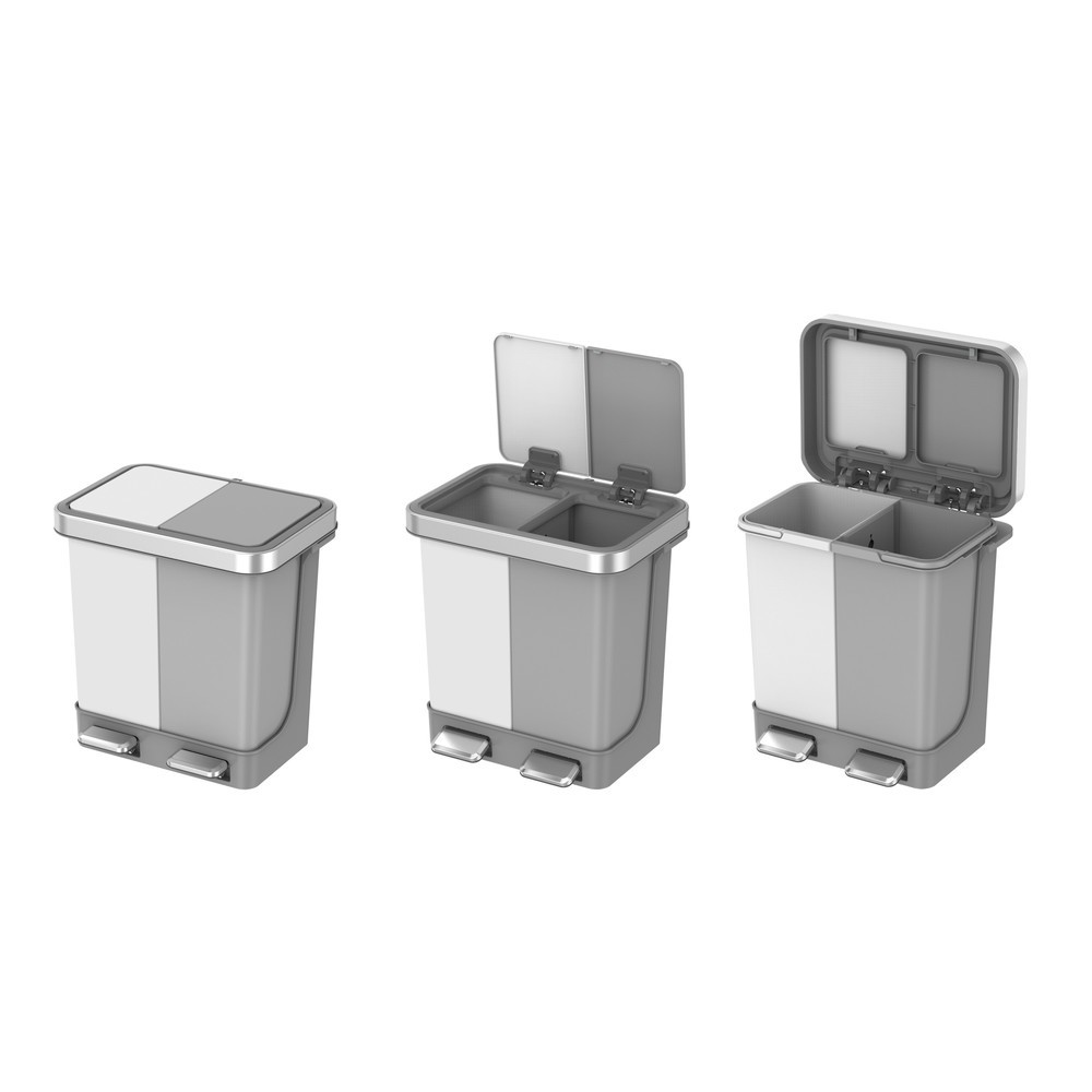 Productafbeelding nr. 10: Pedaalemmer EKO Hana Duo, 2x10 liter, wit, grijs