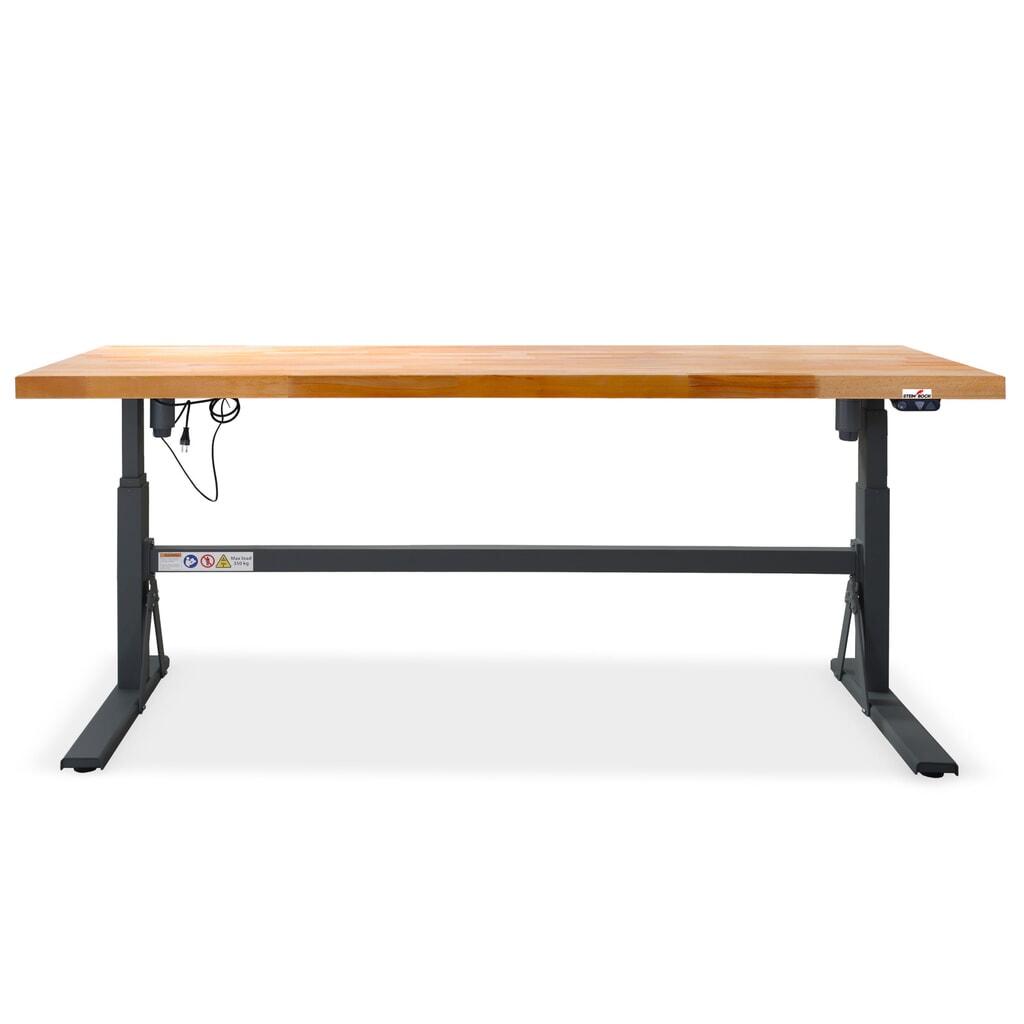 Elektrisch in hoogte verstelbare werkbank Steinbock® e-Adjust, hxbxd 700-1.170 x 2.000 x 750 mm, draagvermogen 350 kg Product afbeelding: Elektrisch in hoogte verstelbare werkbank Steinbock® e-Adjust, hxbxd 700-1.170 x 2.000 x 750 mm, draagvermogen 350 kg